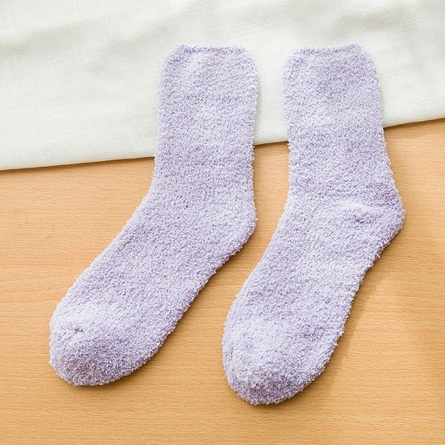 Studyset Women Cute Candy Color Soft Fluffy Socks Coral Velvet Winter Warm Socks Girls Terry Fuzzy Socks High Quality Socks