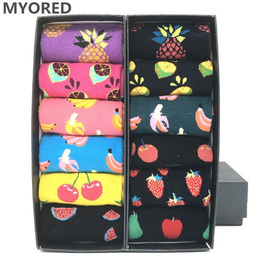 MYORED 12 pairs / lot colorful For men's cotton funny winter Warm fruit socks novelty Fashionable men's wedding sock gift NO BOX