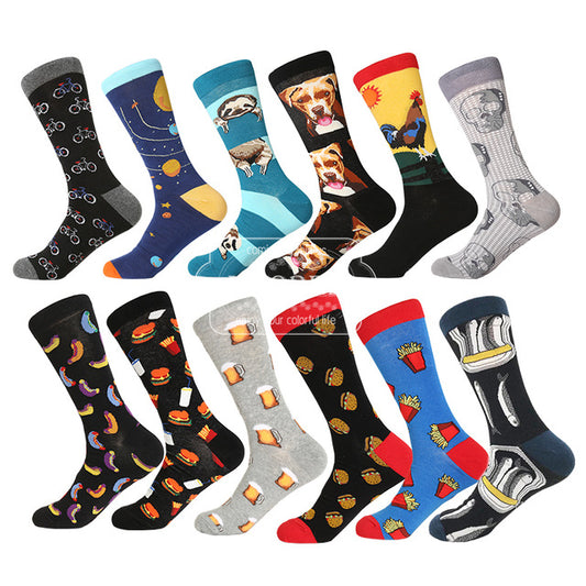 MYORED 12 pairs / lot colorful For men's cotton funny winter Warm fruit socks novelty Fashionable men's wedding sock gift NO BOX