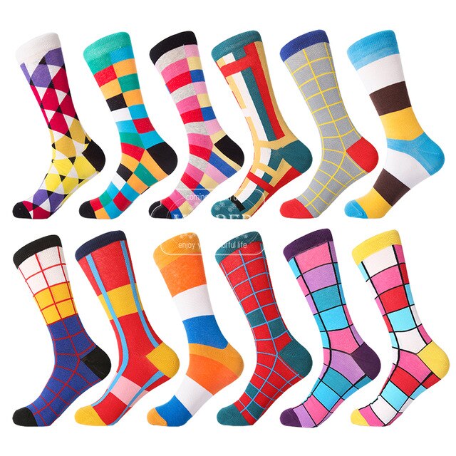 MYORED 12 pairs / lot colorful For men's cotton funny winter Warm fruit socks novelty Fashionable men's wedding sock gift NO BOX