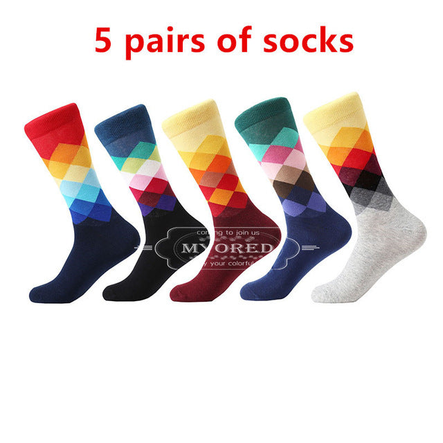 MYORED  men's socks gift popular fruit patterns combed cotton crew socks for men Causal Novelty Gifts Socks