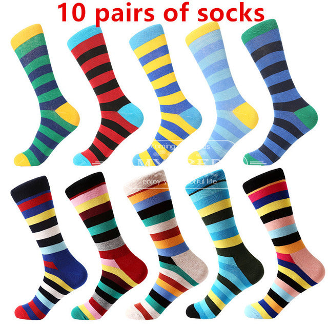 MYORED  men's socks gift popular fruit patterns combed cotton crew socks for men Causal Novelty Gifts Socks