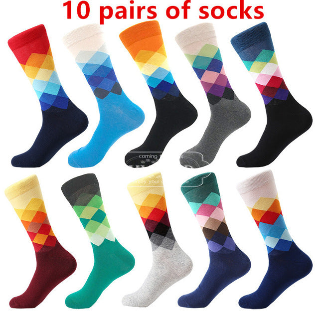 MYORED  men's socks gift popular fruit patterns combed cotton crew socks for men Causal Novelty Gifts Socks