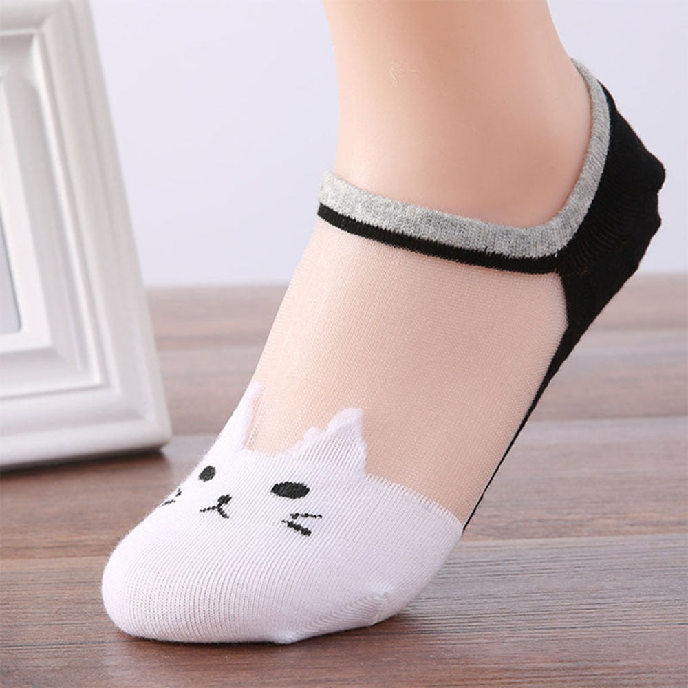 Cute Ultra Thin Crystal Silk Low Ankle Socks