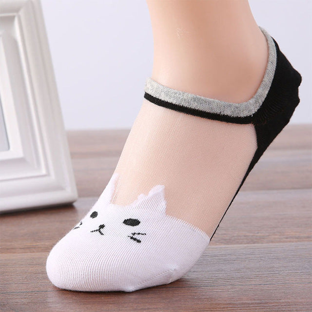 Cute Ultra Thin Crystal Silk Low Ankle Socks