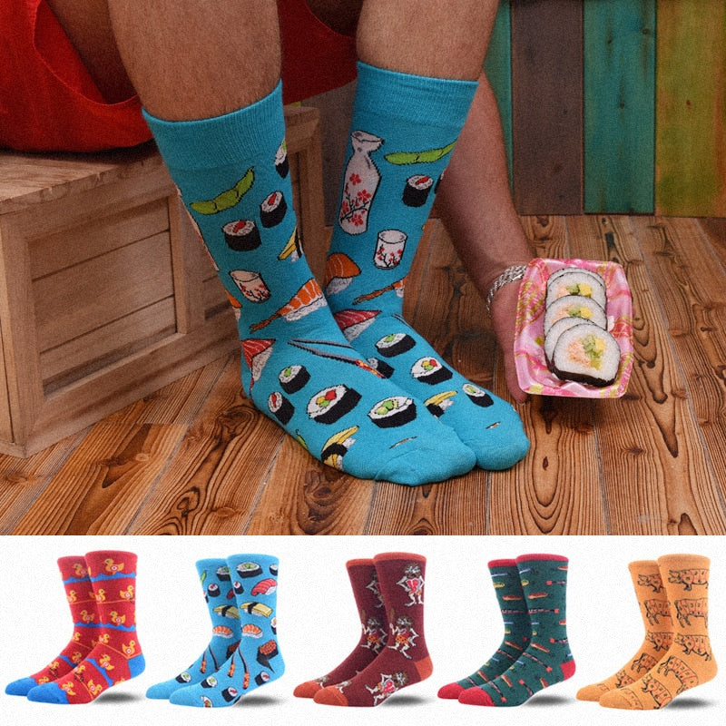 New Men's Dress Cool Colorful Fancy Novelty Funny Casual Combed Cotton Crew Socks Pack animal socks