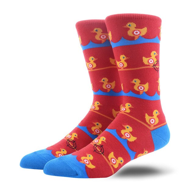 New Men's Dress Cool Colorful Fancy Novelty Funny Casual Combed Cotton Crew Socks Pack animal socks