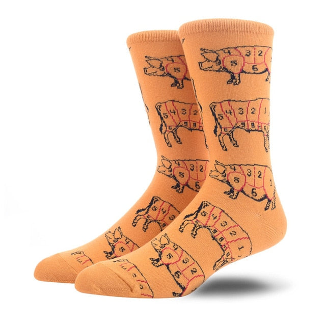 New Men's Dress Cool Colorful Fancy Novelty Funny Casual Combed Cotton Crew Socks Pack animal socks