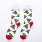 Color Funny Color Christmas Cotton Men/Women Socks of Pattern Cane Snowflake Ginger Pie Man Holiday Novelty Red Winter Fuzzy Red