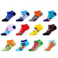 SANZETTI 12 Pairs/Lot Men's Ankle Socks Casual Novelty Colorful Summer Happy Combed Cotton Short Socks Plaid Dress Boat Socks