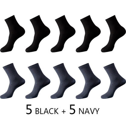 Men Fiber Socks Breathable Compression Long Socks Business Casual Male