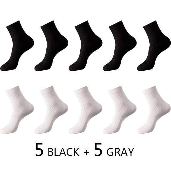 Men Fiber Socks Breathable Compression Long Socks Business Casual Male