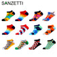 SANZETTI 12 Pairs/Lot Men's Ankle Socks Casual Novelty Colorful Summer Happy Combed Cotton Short Socks Plaid Dress Boat Socks