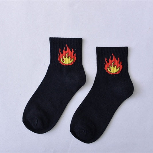 Women Daily Socks Harajuku Korea Japanese Cotton Kitten Flame Ulzzang Socks Men Chinese Cactus Gun Shark Alien Christmas Socks