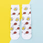 Women Socks Funny Cute Cartoon Fruits Banana Avocado Lemon Egg Cookie Donuts Food Happy colorful novelty skateboard Socks