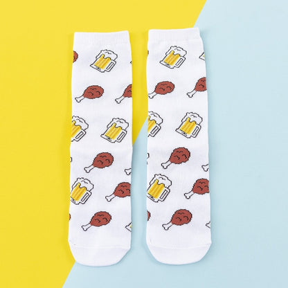 Women Socks Funny Cute Cartoon Fruits Banana Avocado Lemon Egg Cookie Donuts Food Happy colorful novelty skateboard Socks - Fiyah Azz Socks