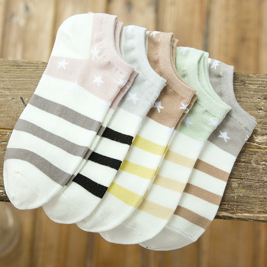 Stars Stripe Women's Cotton Low Ankle Socks