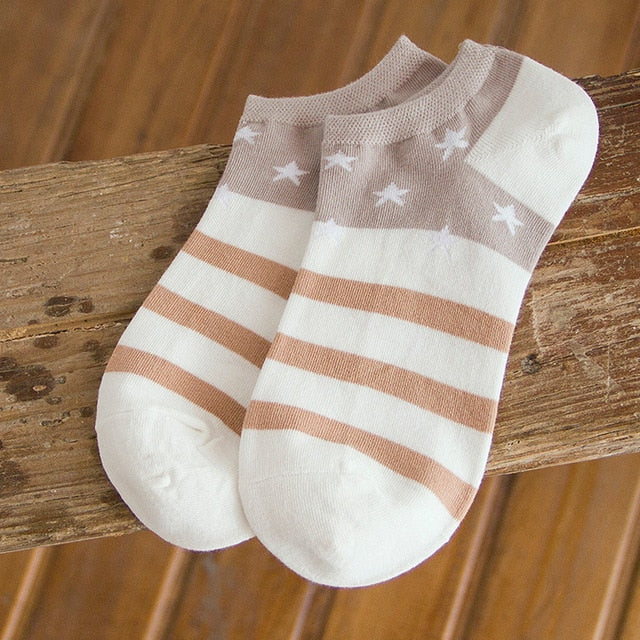 Stars Stripe Women's Cotton Low Ankle Socks