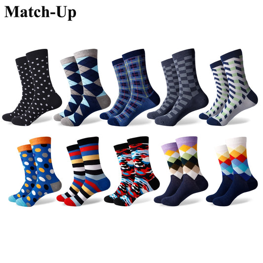 Men's Colorful Combed Socks Casual Dress Crew Cool series Socks (10 Pairs/lot)