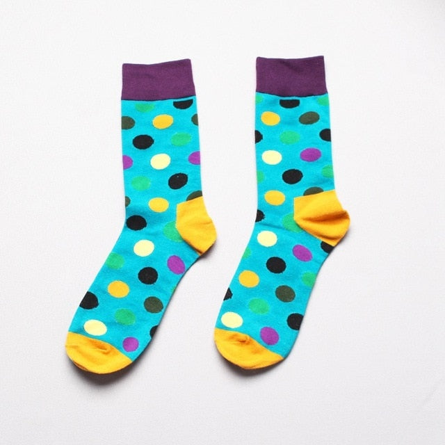 Cotton Men's Polka Dot Strip Dress Socks