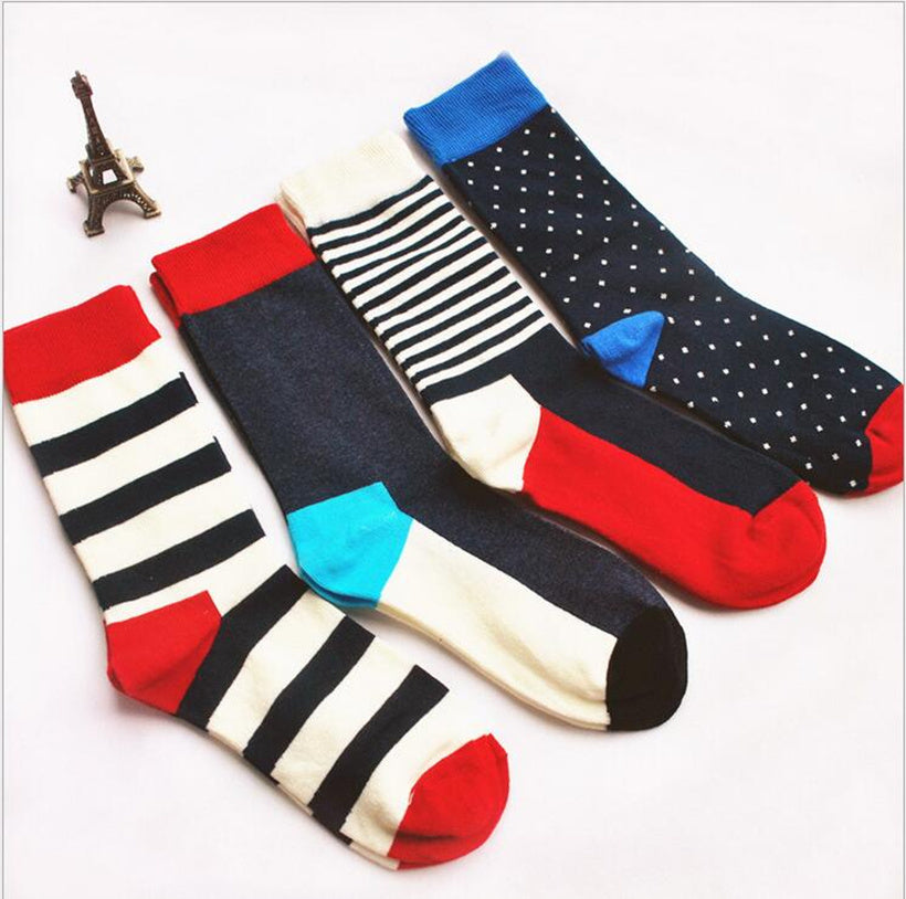 Colorful Stripes Men's Cotton Crew Dress Socks